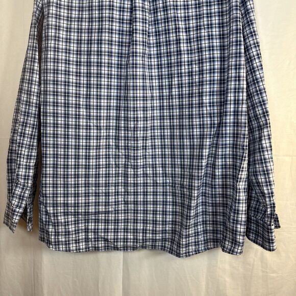 Jos A Bank Traveler Blue Plaid Button Down Dress Shirt Size XXL Preowned - Picture 16 of 16